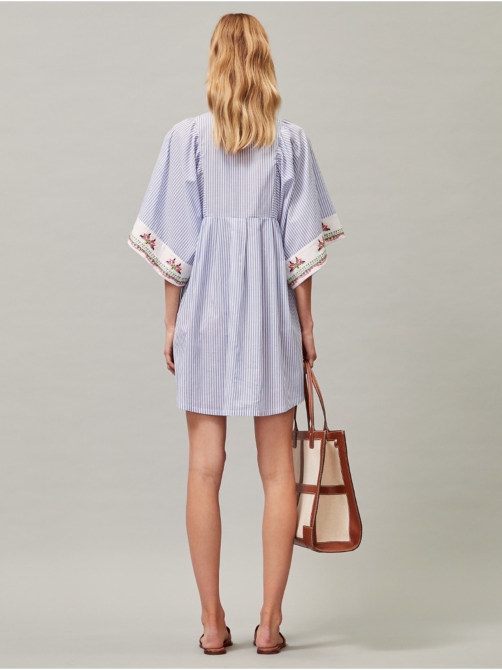 Tory Burch EMBROIDERED BEACH TUNIC IN BLUE - Picture 3 of 12